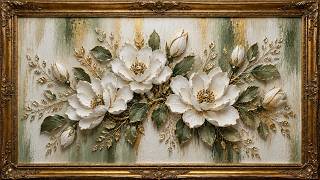Vintage Flowers Wall Art for TV 🌸 Antique Gold Frame in HD | Flower Backgrounds for Home Decor screenshot 3