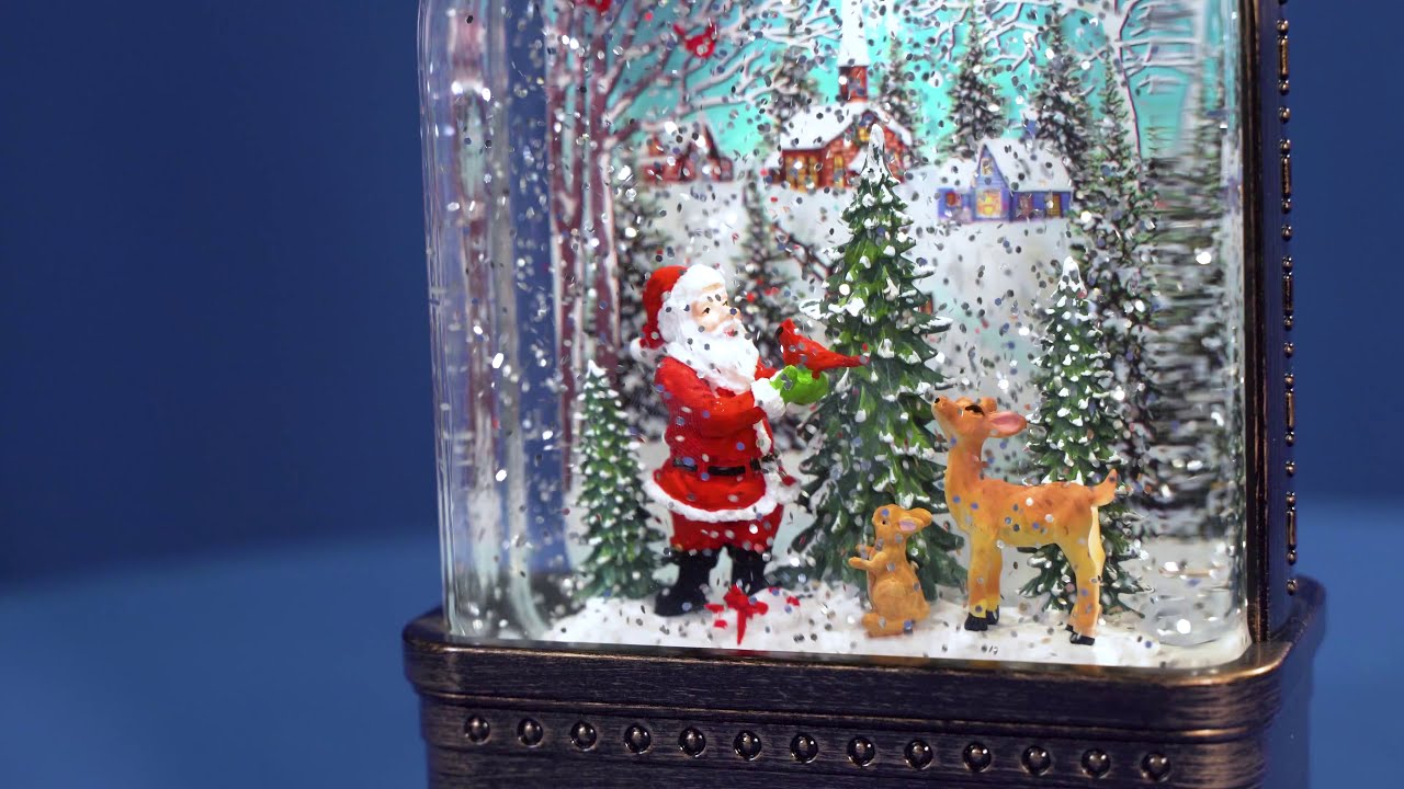Sfera vetro neve lanterna paesaggio Babbo Natale 25x15x5 cm - YouTube