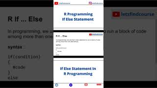 R Programming If Else Statement #rprogramming