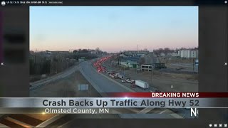 Crash backs up traffic along Highway 52
