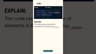 How to reverse an array in JavaScript ? #shorts #javascript #short
