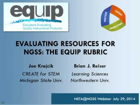 Evaluating Resources for the Next Generation Science Standards: The EQuIP Rubric