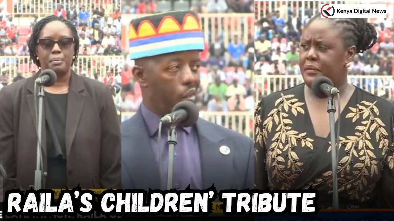 TEARS! Raila's Close Family Members Pay tribute during his State Funeral Service at Nyayo Stadium!!