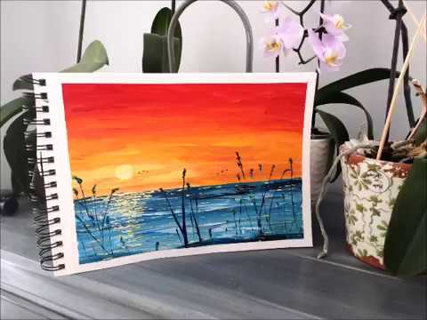 Peinture Acrylique Debutant Coucher De Soleil Peinture Acrylique Facile