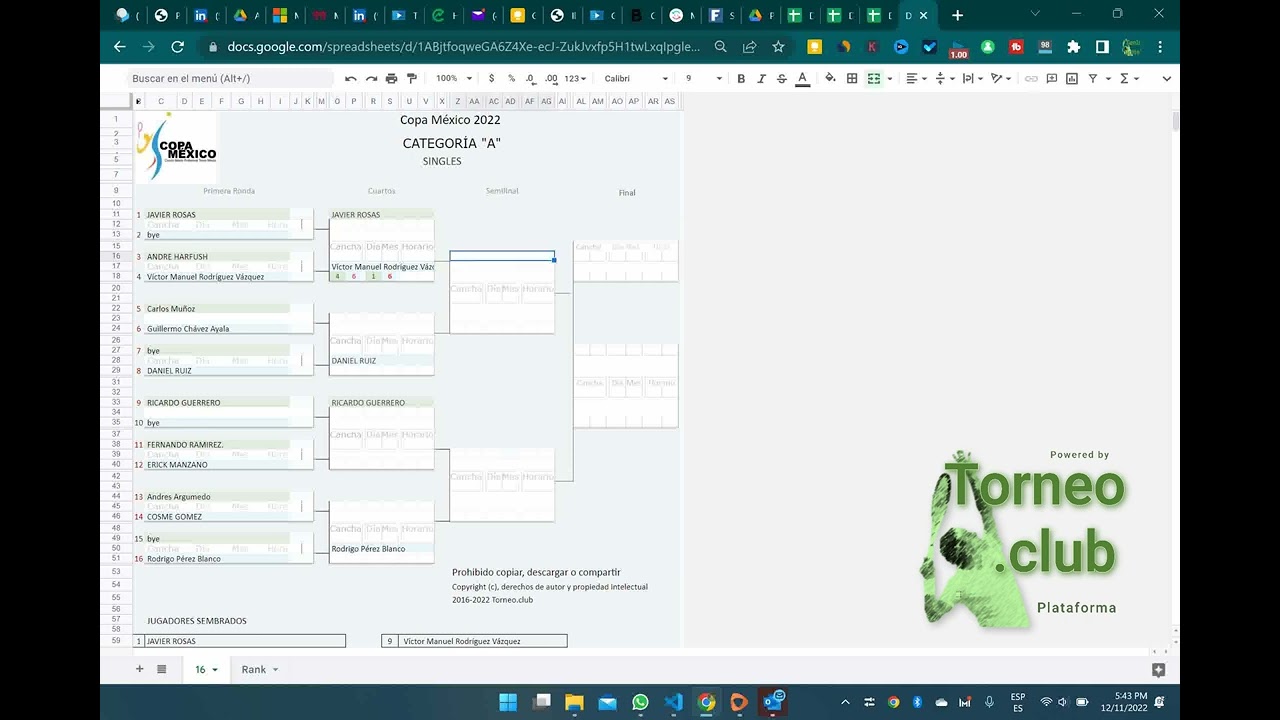 Resultado eliminación directa en Tenis | Torneo.club