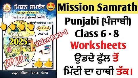 mission Samrath punjabi | mission Samrath punjabi worksheet 2025 | mission samarth punjabi book pseb