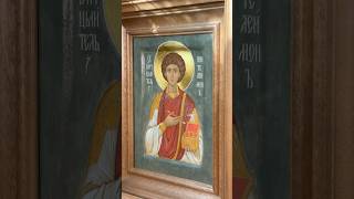 Hand-painted Icon of St Panteleimon #shorts #orthodox #icon #monastery #saints