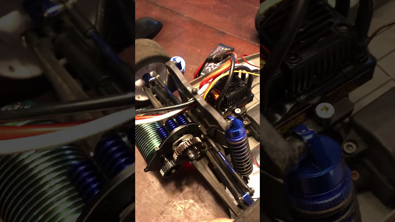 Traxxas rustler 26T pinion and a 35T spur gear with a 2200mah 50c 3s