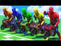 SPIDERMAN TEAM Racing Minibike Event Day Competition Challenge #8 (Funny Contest) - GTA V Mods