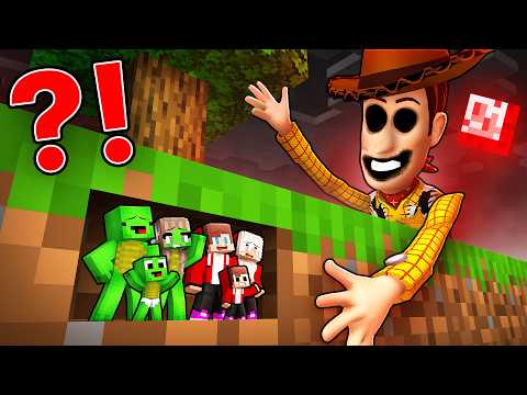 JJ and Mikey Family Use TINY MOD To Prank SCARY WOODY.EXE From TOY STORY 5 In Minecraft! - Maizen