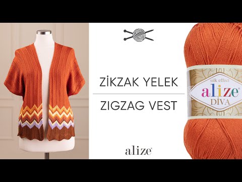 Alize Diva ile Zikzaklı Yelek • ZigZag Vest • Зигзагообразный жилет