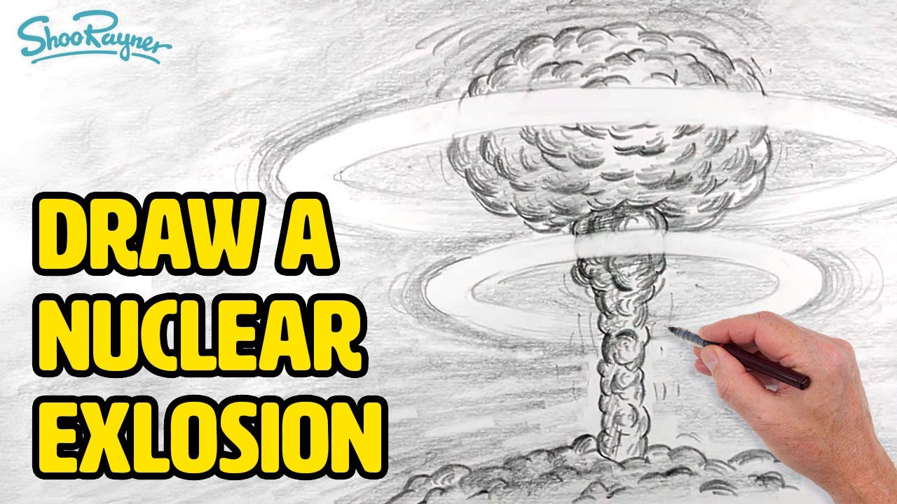 How To Draw A Nuclear Explosion - Mushroom Cloud - Spoken Tutorial