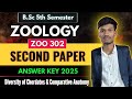 BSc 5th Semester Zoology 2nd paper Answer Key 2025 | ZOO 302 Answer Key 2025 |Zoology 302 Answer Key