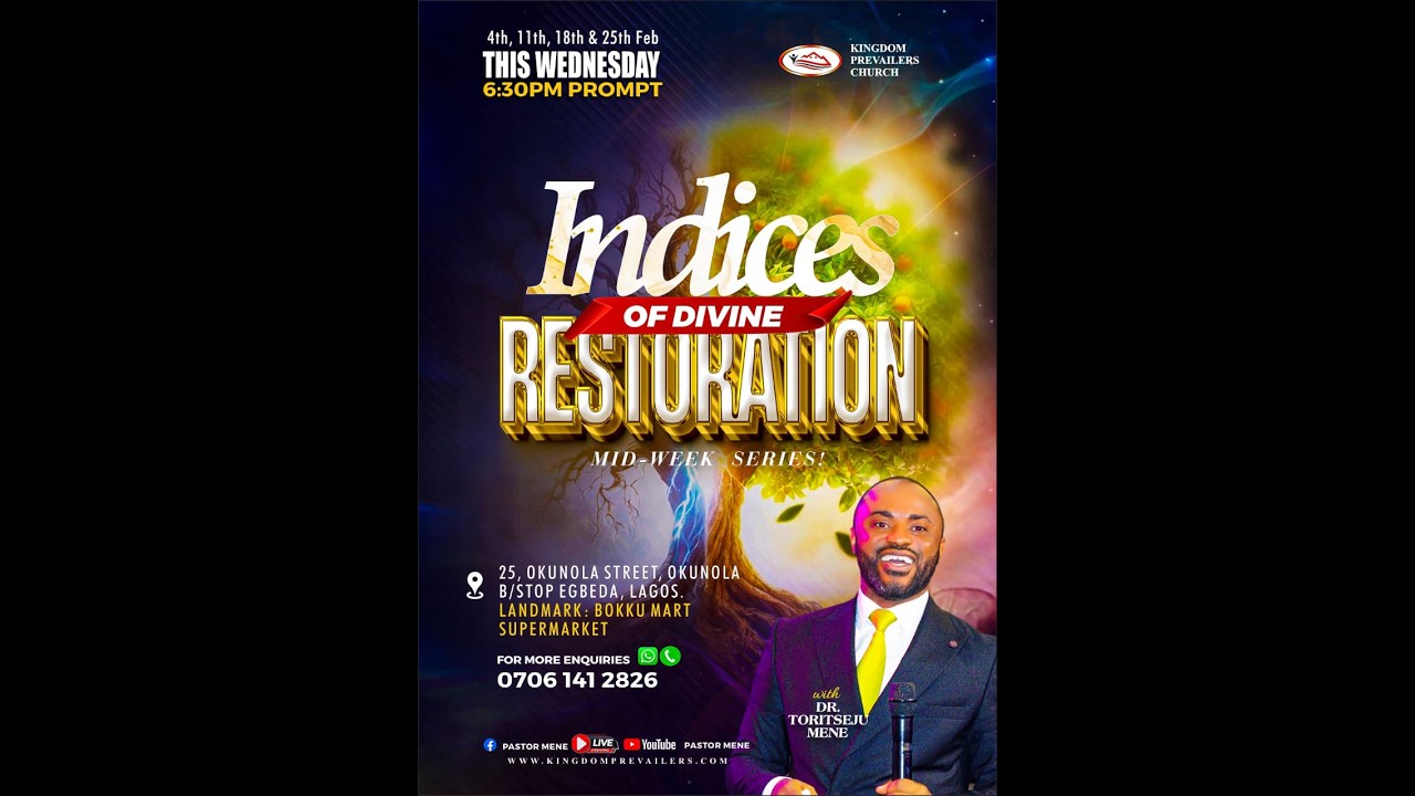 INDICES OF DIVINE RESTORATION MID-WEEK SERIES with DR TORITSEJU MENE - 11TH FEBRUARY 2026