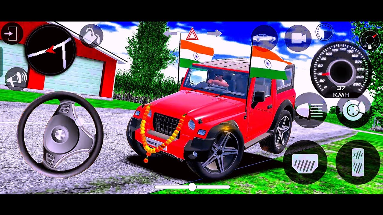 Modified Mahindra Thar 😈 Indian Red Thar 🇮🇳 Village Drive | Gadi Wala Game Car Game Android 2026