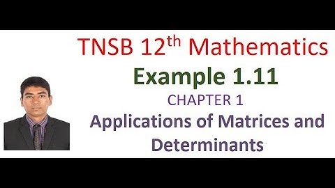 TNSB 12th Maths | Example 1.11 | Chapter I  Applications of Matrices and Determinants