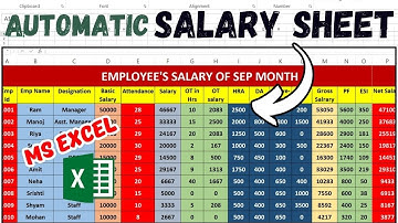 Salary Sheet in MS Excel | Overtime, DA, HRA, Conveyance, TA, PF, ESI, Gross Salary, Net Salary |CTA