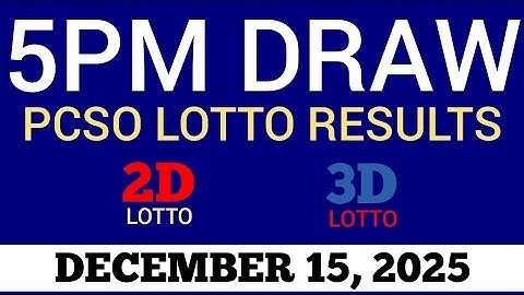 Lotto Result Today 5pm Draw December 15, 2025 Swertres Ez2 PCSO Live Result