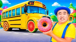 Food Wheels on the Bus 🍩🚌 | Surprise Eggs Kids Songs | TigiBoo