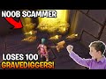 Dumb Noob Loses 100 gravediggers! (Scammer Gets Scammed) Fortnite Save The World