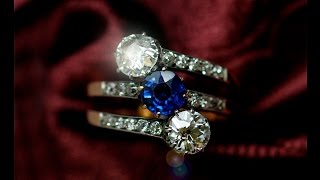 アンティークジュエリー　トワエモア　セイロンサファイヤ　ダイヤモンド　プラチナ　指輪　リング　結婚指輪　婚約指輪