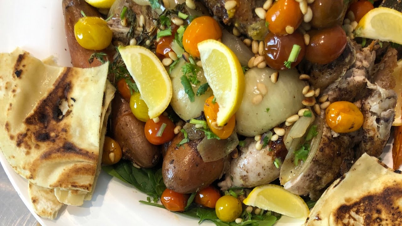 Sumac roasted chicken, Awardwinning Australian chef, eggplant salad