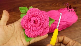 ¡¡Es tan fácil!!🌺🧶 ¡Lo hice con puntadas básicas de crochet!😱 ¡La rosa más hermosa!
