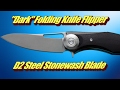 Dark Folding Knife Flipper D2 Stahl 61 HRC Härte Stonewash Blade