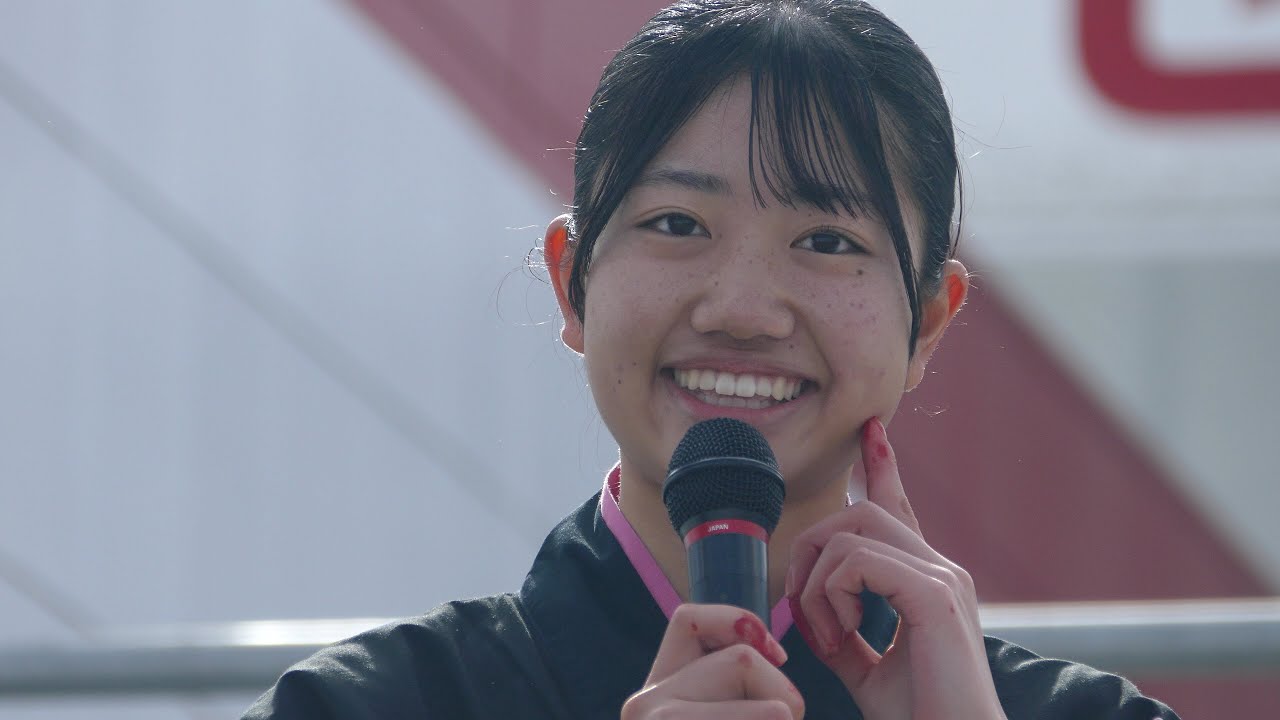 最高の笑顔で書道パフォーマンス 神辺旭高校　神辺ＪＡ秋まつり 2023.11.18