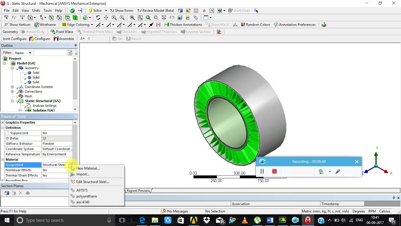 ANSYS Non pneumatic Tire structural analysis material applying YouTube