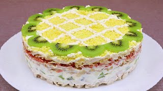 САЛАТ с киви🥝Очень вкусный!Язык можно проглотить!Слоеный салат с курицей!🥝Праздничный салат.