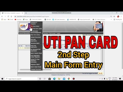 2nd Step. Uti Pan card Main Form Entry Fill Step by step in hindi