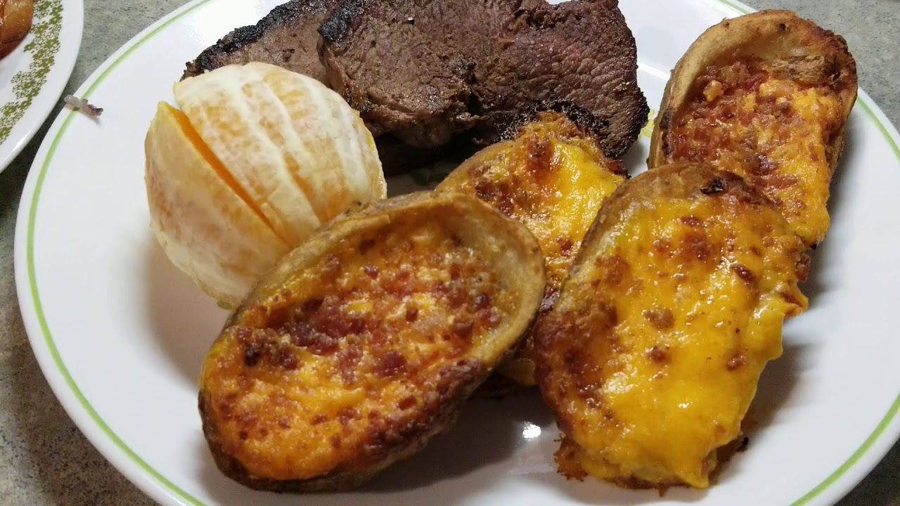 BAKE BACON SHRIMP AND RICE / STEAK AND POTATO SKINS - 2 DISH FOR SUPPER / LOVE AT GLORIA'S