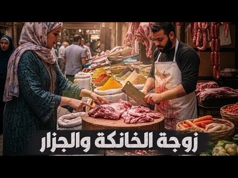 اكتش ف خي انة م راتة مع الج زار ولما سالها لية خ انتة قالتة ما انا بجبلك اللح مة ببلاش