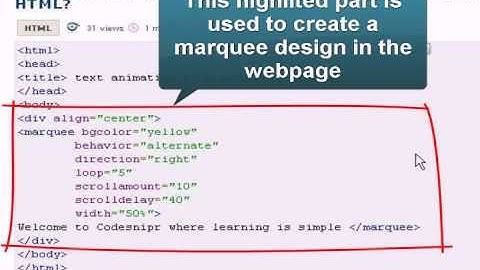 Html Tutorial: text animation with marquee tag