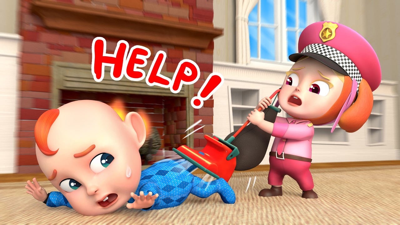 Oh No! Rob Stuck in Vacuum😱| Police Soo Rescue🚓| Safety for Kids | Rosoo Nursery Rhymes & Kids Songs