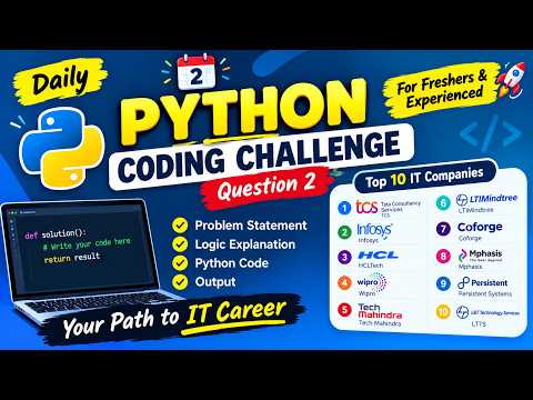 Daily Python Coding Challenge #2 | Top IT Company Interview Questions | Freshers & Experienced