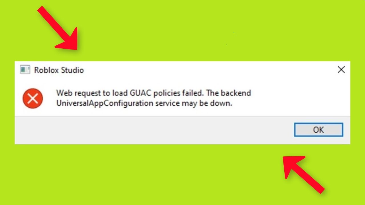 Roblox Studio - Web Requested To Load GUAC Policies Failed - Fix