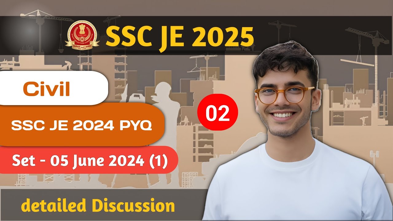 SSC JE 2024 Civil PYQ | 05 June 2024 shift 1 Part - 2 | detailed ...