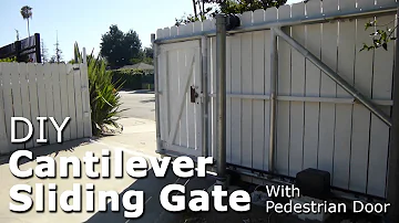 DIY cantilever sliding gate with pedestrian door, galvanized steel pipe framing