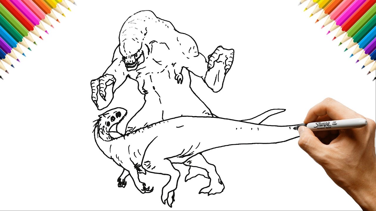How to Draw Distortus Rex vs Indominus Rex