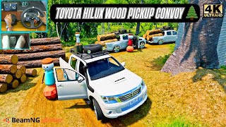 Toyota Hilux Picking Up 3 Logs of Wood with Friends Realistic Off-Road Convoy  BeamNG | Logitech G29 screenshot 5