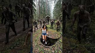 Hidden Forest Bunker Saves Her From Zombies | Viral Escape Scene #shorts
