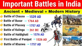 Important Battles in Indian History | Wars and Battles | History Gk Questions | All Battles War MCQ