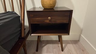 GOWE Mid-Century Modern Single-Drawer Solid Wood Nightstand - Walnut |QUICK OVERVIEW|