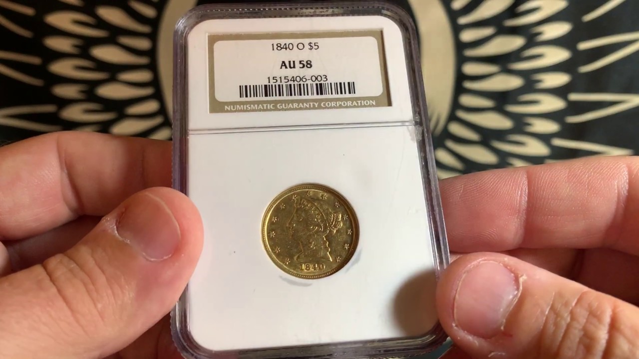 1840-O NGC AU58 $5 Half Eagle