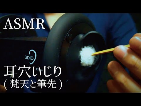 【ASMR】毛先で鼓膜刺激する「耳かき音」The sound of ear-picking with hair /3dio free space proⅡ