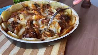 Potato with meatballs | صينية بطاطس مع كرات اللحم