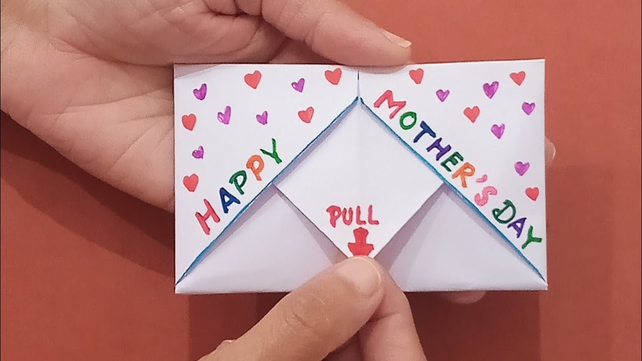Beautiful Message Card For Mother's Day 2025 | Pull Tab Origami Card ...