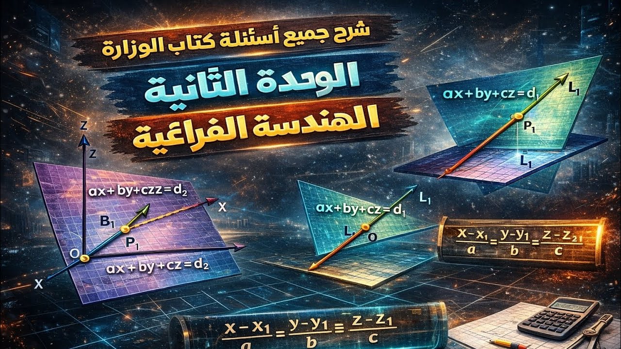 شرح جميع اسئلة وتدريبات كتاب الوزارة الهندسة الفراغية الوحدة الثانية الصف الثالث الثانوي 2026 ج1